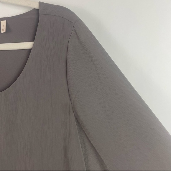 Soft Surroundings Mayfair Tunic Roll Tab Sleeve Sheer Asymmetric Hem Gray M - Picture 7 of 13